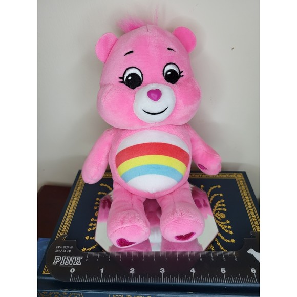 Pink Care Bear Cheer Bear Rainbow 9" Basic fun heart nose plush cub - Picture 2 of 5